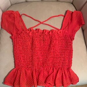 Red polka dot crop top
